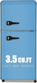 Fridge with Freezer Mini Retro Blue 3.5 Cu.ft Compact Refrigerator