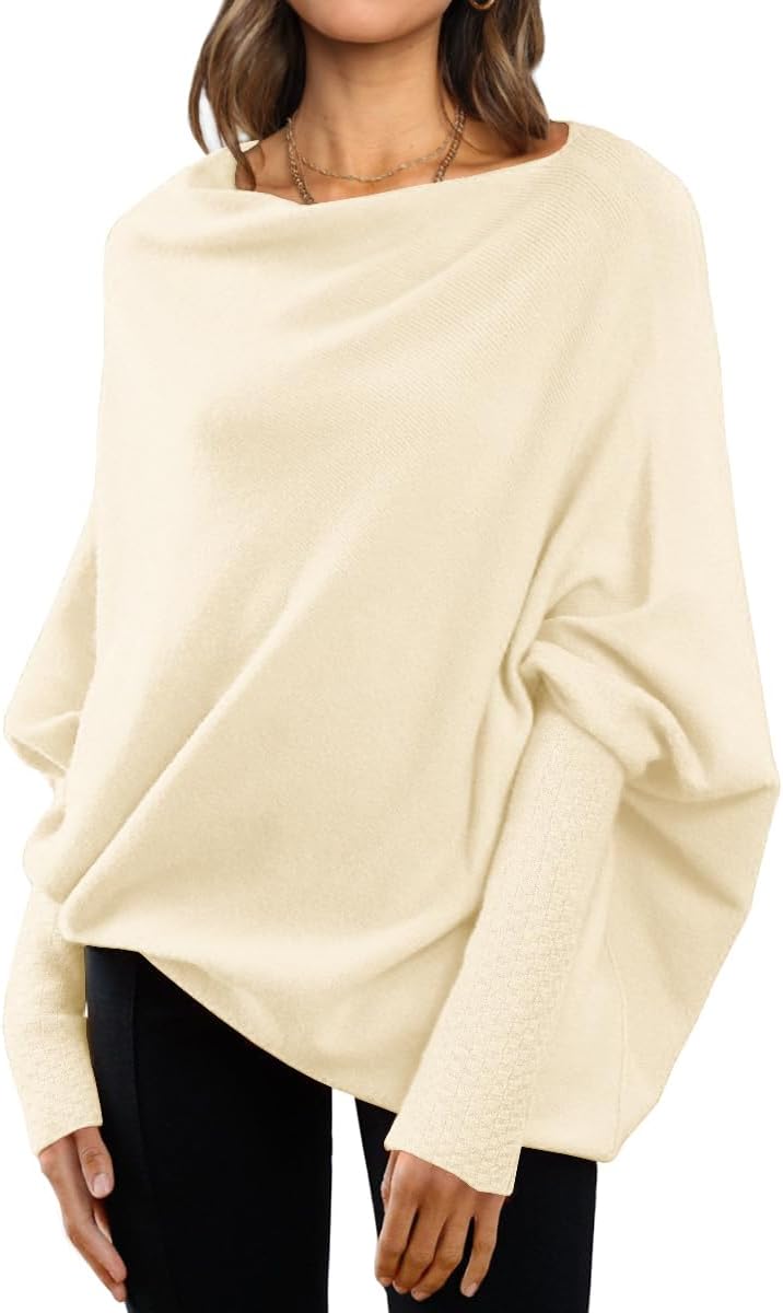 LILLUSORY Womens Batwing Oversized Sweaters for Fall Fashion