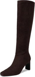 Athlefit Knee High Boots for Women with Chunky Heels and Zipper