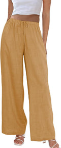 Duyang Womens Cotton Linen Palazzo Pants for Summer Style