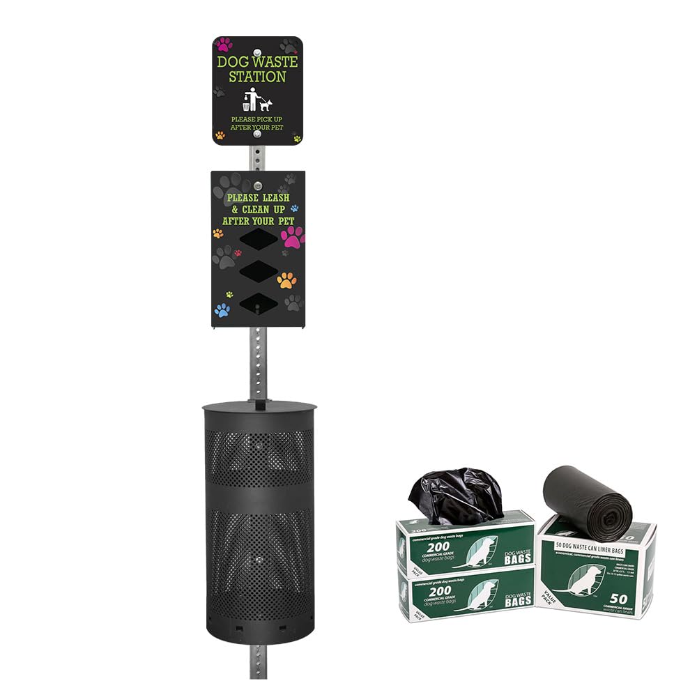 Rust Proof Aluminum Dog Waste Station with Free Waste Bags