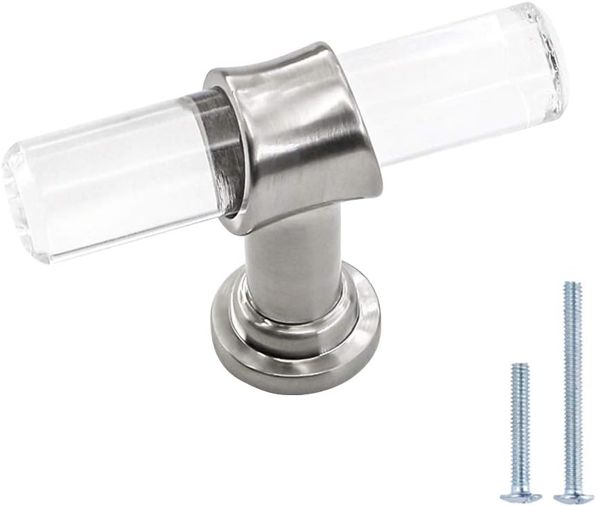 Acrylic Drawer Knobs for Cabinets - 100 Pack Brushed Nickel