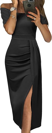 Sidefeel Womens Casual Off The Shoulder Floral Print Dress