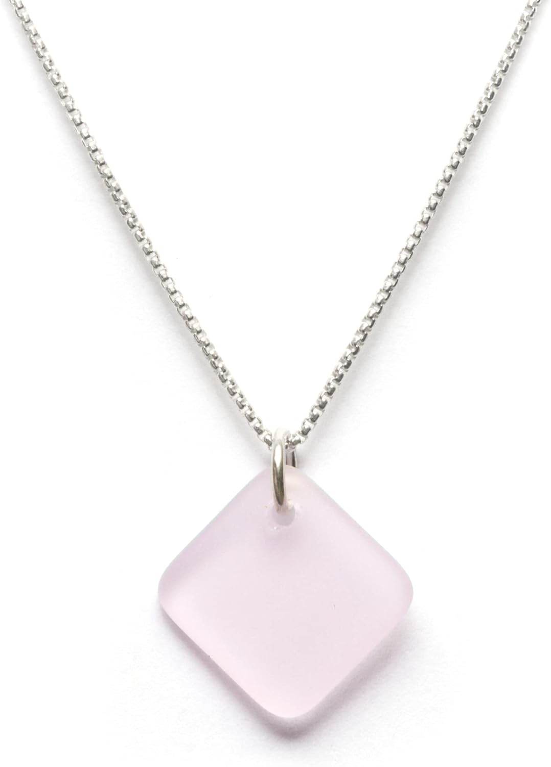 Sea Glass Delicate Diamond Pendant - Unique Sterling Silver Jewelry