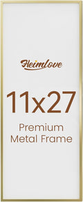 11x27 Aluminum Picture Frame Gold - Slim Metal Photo Frame