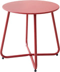 Patio Small Side Table Waterproof Round Metal Steel for Outdoors