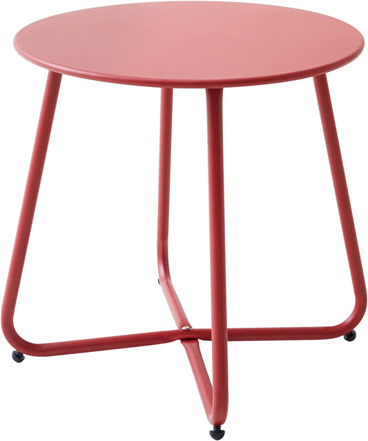 Patio Small Side Table Waterproof Round Metal Steel for Outdoors
