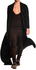 Men's Long Shawl Collar Cardigan - Lightweight Layering Piece