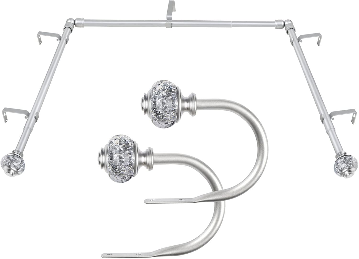 Silver Bay Window Rods + Holdbacks Set