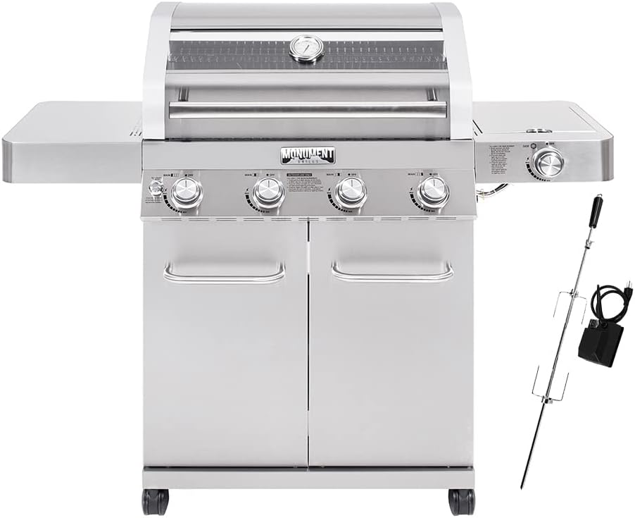 Monument Grills 4-Burner Natural Gas Grill with Rotisserie Kit