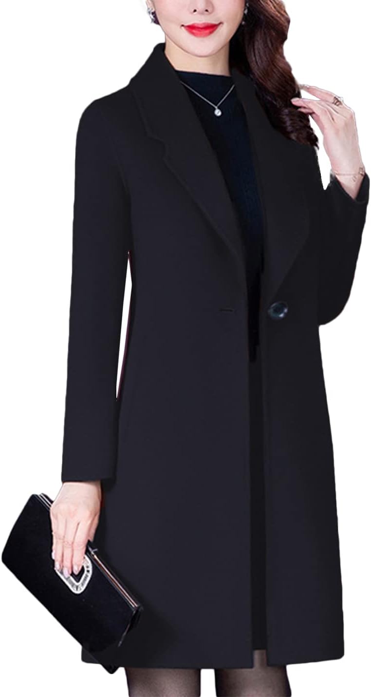 Stylish Women Winter Wool Blend Camel Mid-Long Coat for Elegance