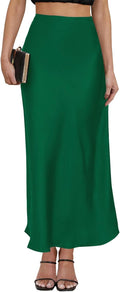 Women's Leopard Print Satin Maxi Skirt High Waisted (Style HGND)