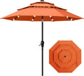 9ft Solar Patio Umbrella in Orange - 3-Tier Wind-Resistant Shade