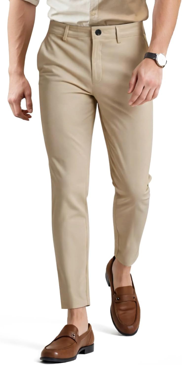 Mens Dress Pants Slim Fit Stretch Fashion Plaid Pant for Style