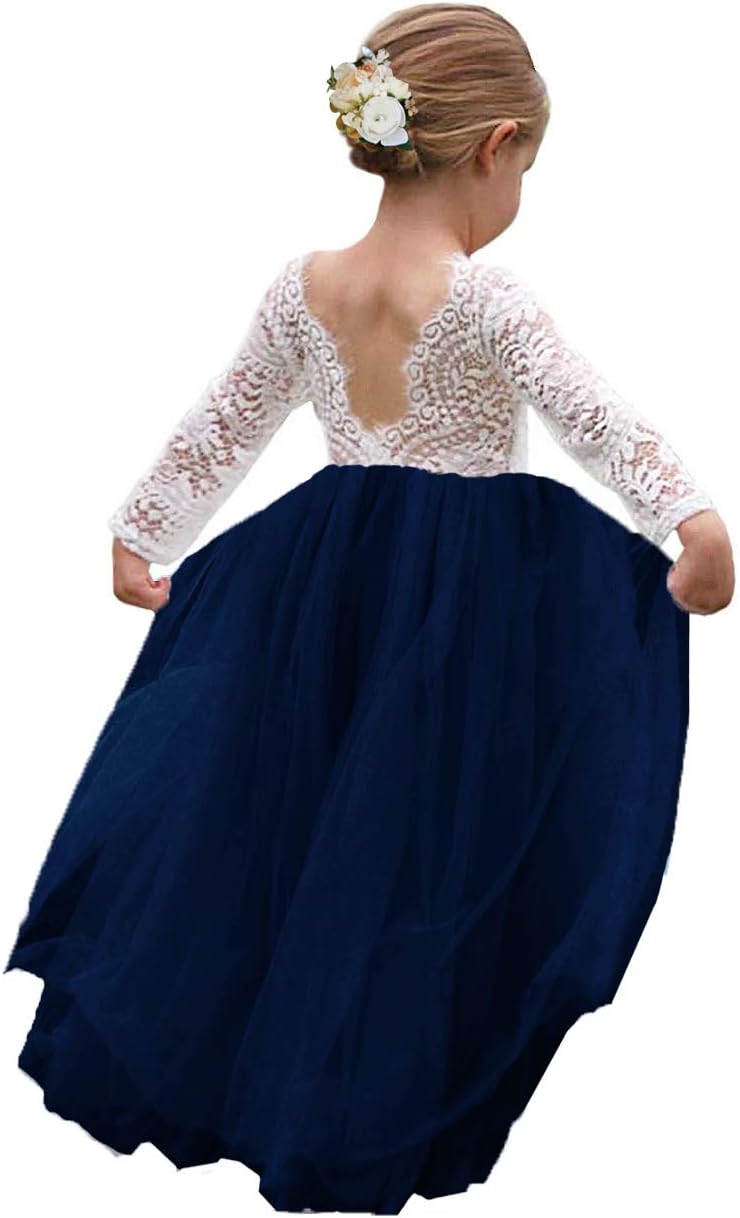 Flower Girl Dress for Toddler Baby Girls - Lace Tulle for Parties