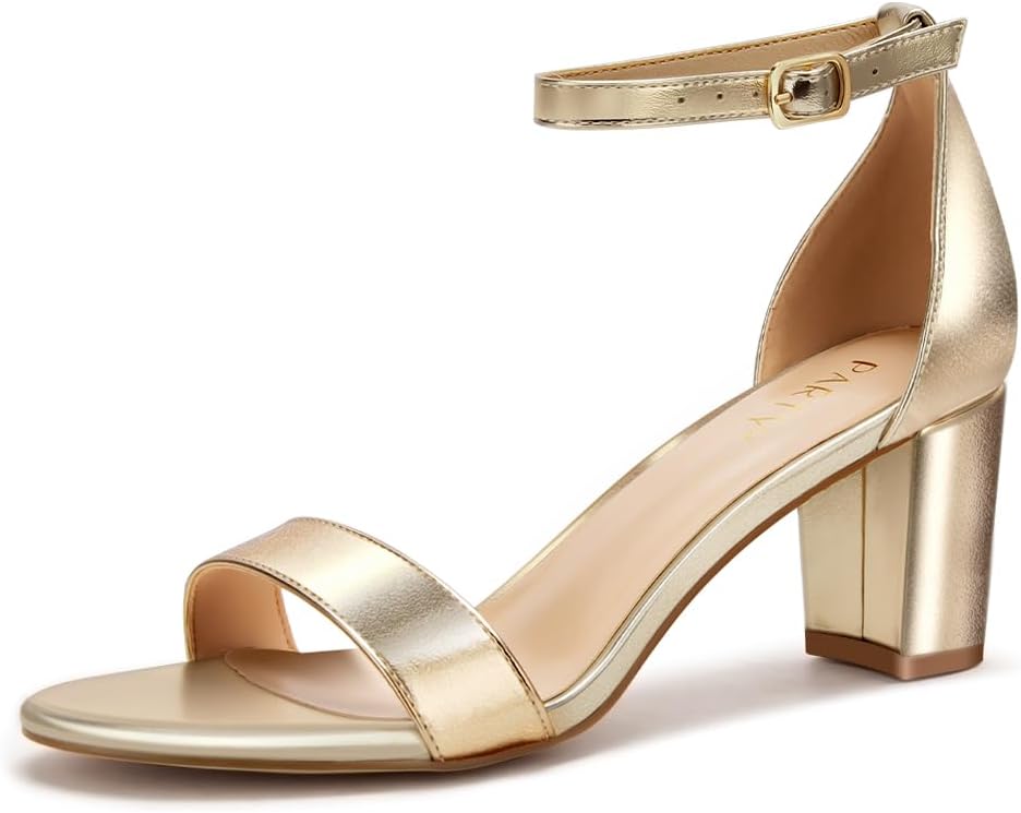 PARTY Women's Chunky Heels Open Toe Ankle Strap Sandals