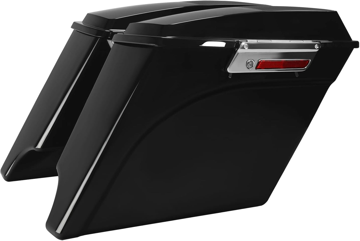 Vivid Black 5in Stretched Saddlebags with Speaker Lids for Harley