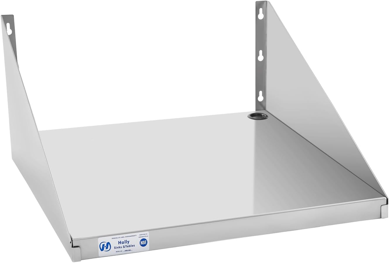 Sturdy 24x24 Stainless Steel Microwave Shelf - 200 lb Capacity