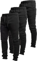 Mens Fleece Active Tech Joggers 3 Pack - Zipper Pocket Sweatpants