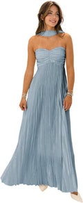 Strapless Bridesmaid Dresses with Scarf 2025 Pleated Long Chiffon Any