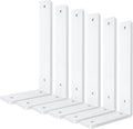 White Floating Shelf Bracket 8 Inch 6 Pack - Heavy Duty Support