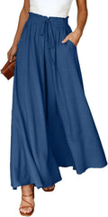 Dokotoo Pants for Women Casual Elastic Waist Wide Leg Pants womens