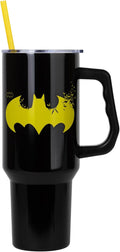 Batman Logo Stainless Steel Tumbler with Handle and Straw - 40 oz