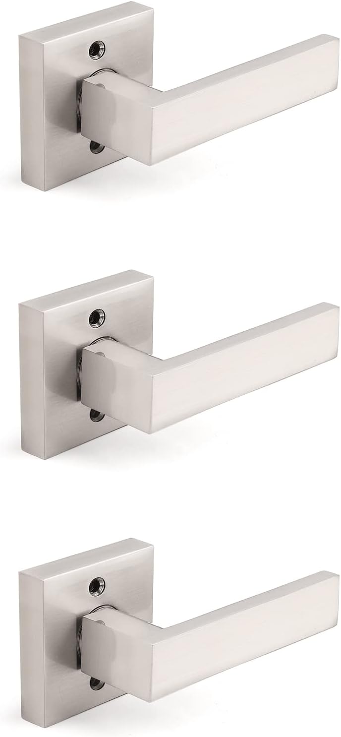 Gobrico 3 Pack Square Door Levers for Modern Interior Spaces
