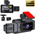 HD Front, Center and Rear Dash Cam - Three-Camera Recorder