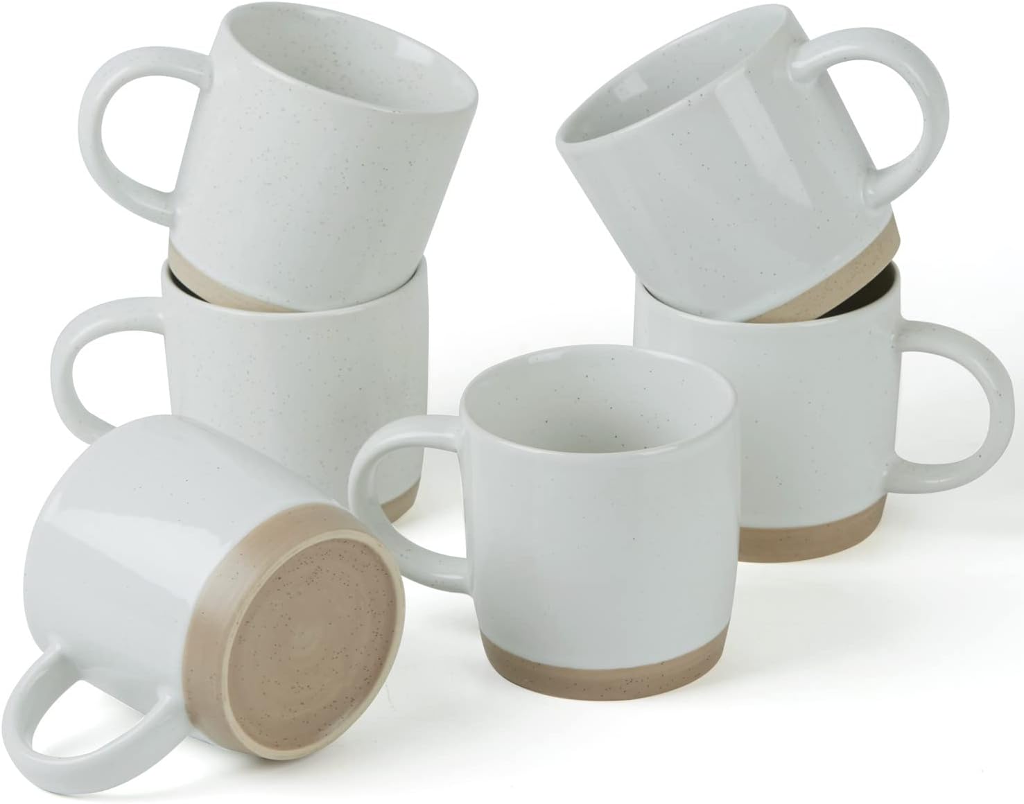 Famiware Coffee Mugs Set of 6, 12oz Stoneware Cups for Beverages