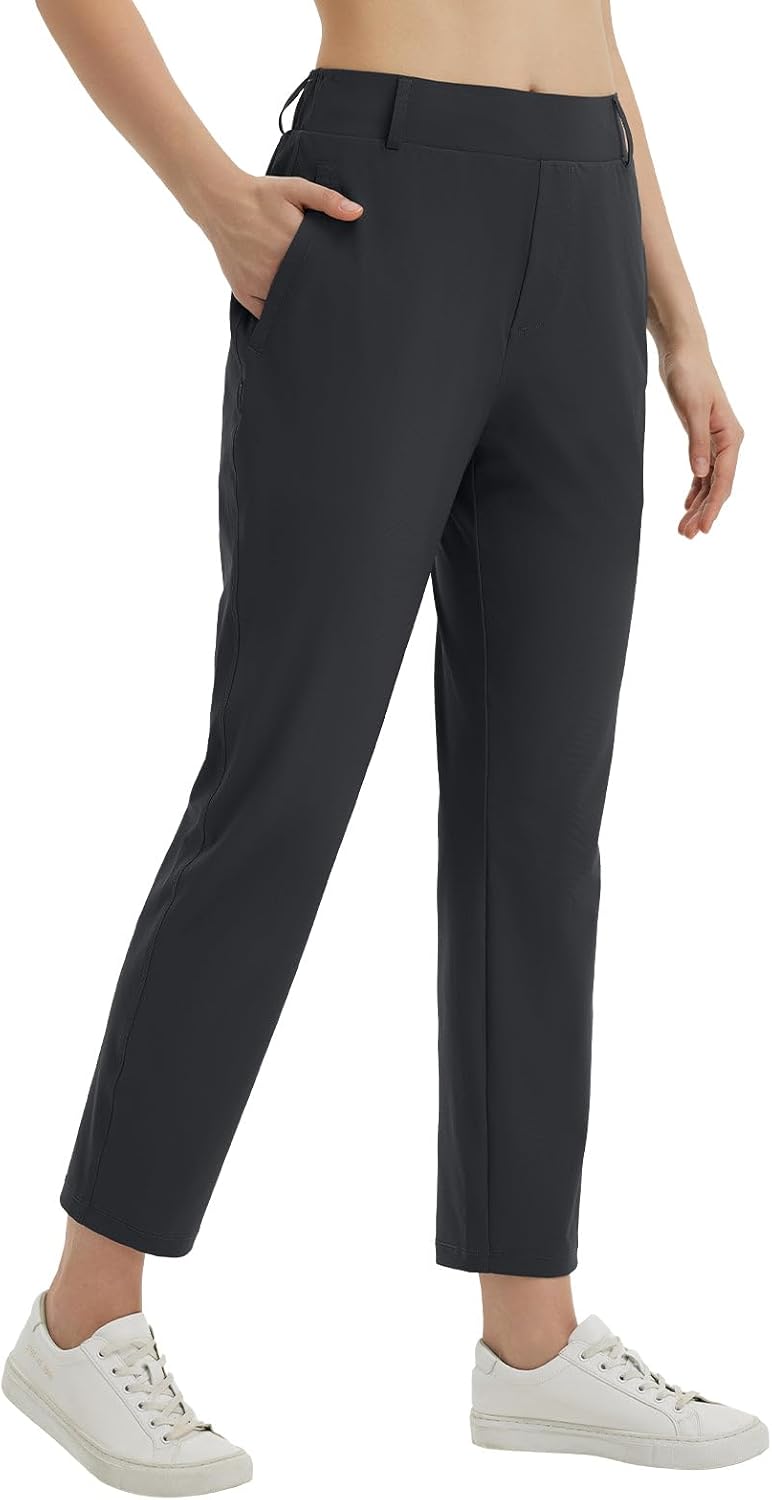 baleaf Women's Golf Pants with Belt Loops and Zipper Pockets