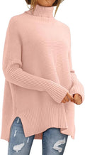 Women's Oversized Turtleneck Ribbed Tunic Sweater - Fall Layering
