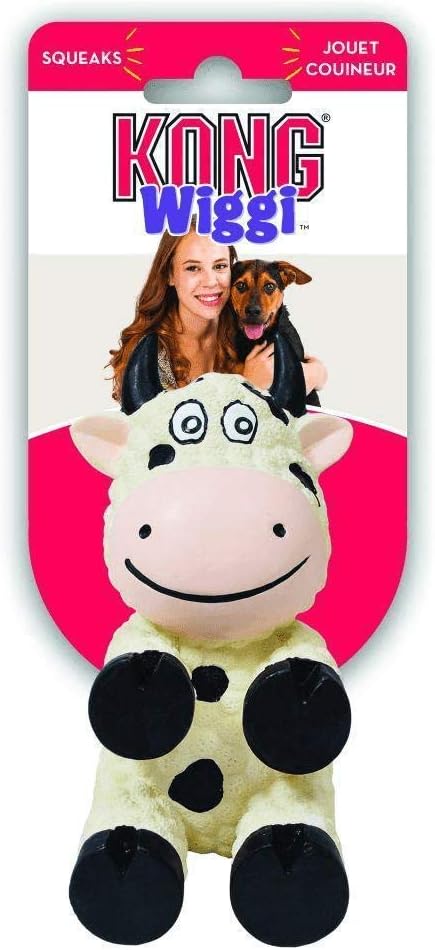 KONG Wiggi Cow Dog Toy - Small Size, Double the Fun!