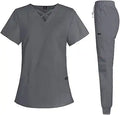 Scrubs for Women V-Neck Top & 8-Pocket Jogger Pants - Stretch Workwear