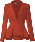 Hybrid Women's Double Notch Lapel Peplum Blazer - Comfy Office Fit