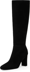 Knee High Boots Chunky Heel Rounded Toe Womens Tall Boots
