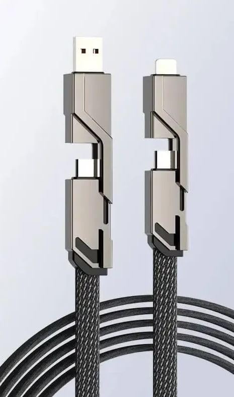 Fast Charge 4-in-1 Multi Cable - 65W PD, 6Ft Nylon - Dark Grey