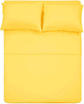 Cotton Full Size Sheet Set 4 Piece Yellow - Breathable 100% Cotton