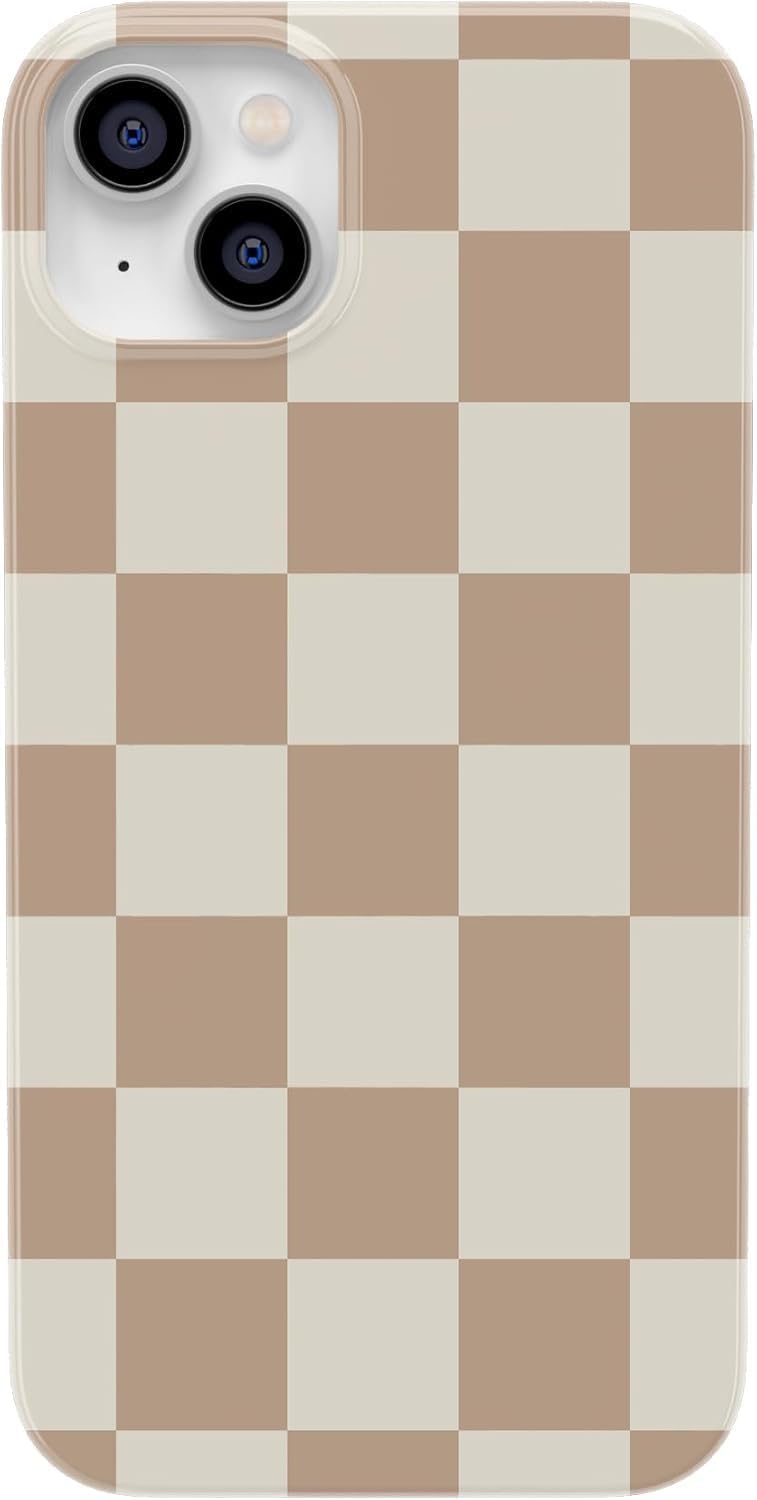 Casely iPhone 14 Case - Ultra-Slim Neutral Checkerboard Design