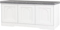 White 6-Cubby Shoe Bench with Cushion - Entryway Storage Bench