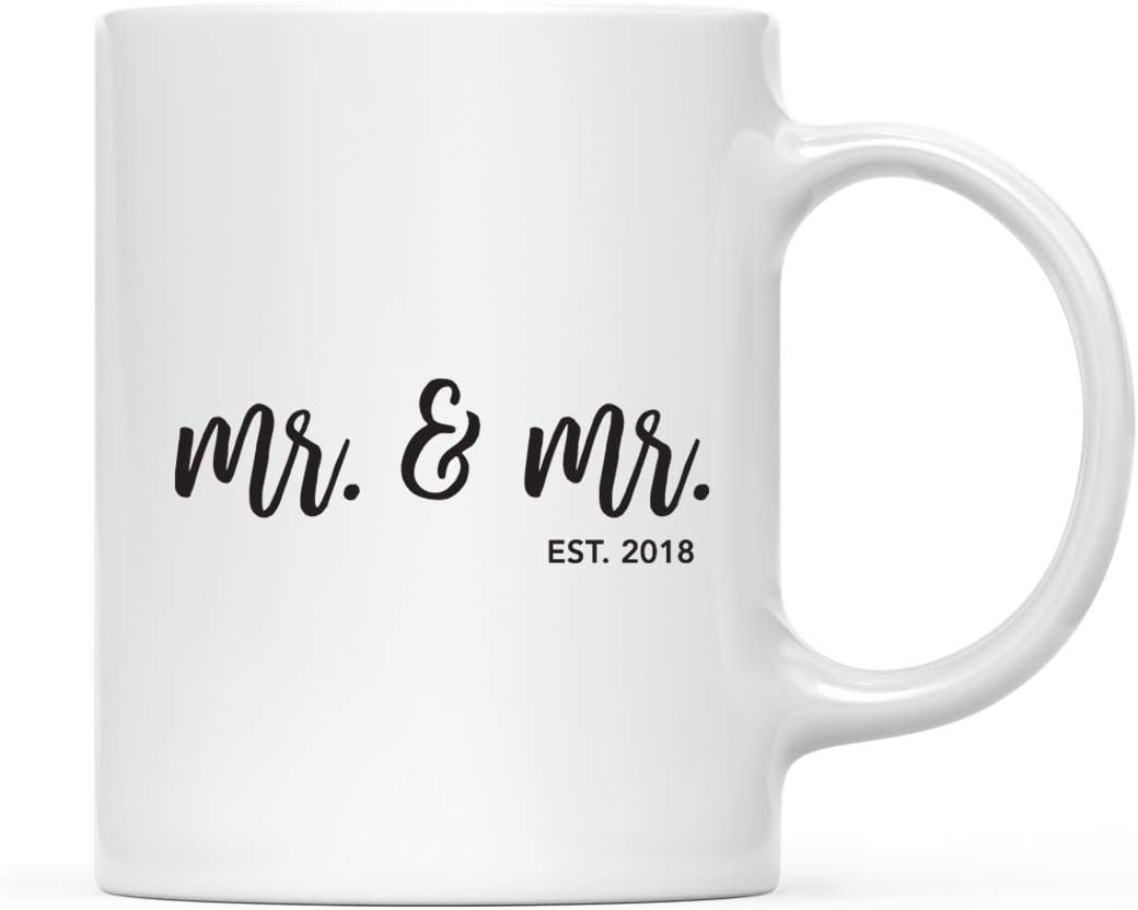 Andaz Press Personalized Mr. & Mr. Gay Wedding Mug, Custom Year, 1-Pack