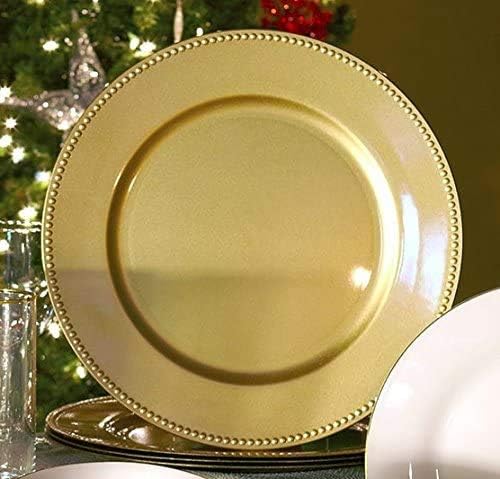 Gold Beaded Rim Charger Plates, 13 in - Elegant Holiday Table