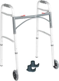 Drive Medical 2-Button Folding Wheeled Walker with Ski Glides - Stable