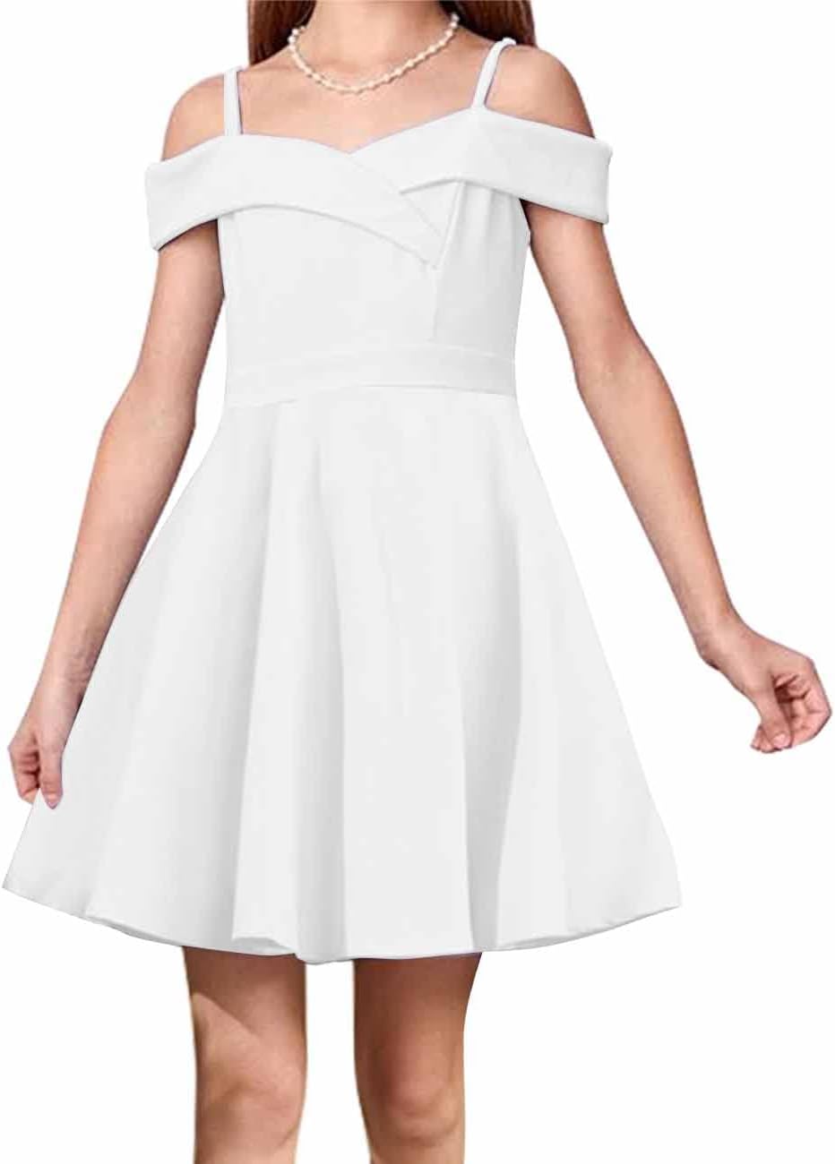 Elegant Princess Cold Shoulder A Line Party Dress for Girls