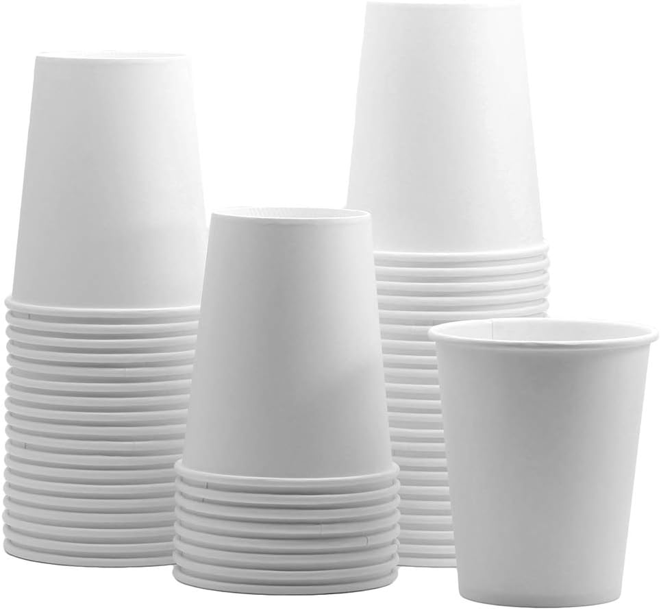 Premium 8 oz. Paper Hot Cups - 100 Pack - White