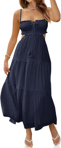 Fisoew Women's Lightweight Maxi Dress with Spaghetti Straps for Fun