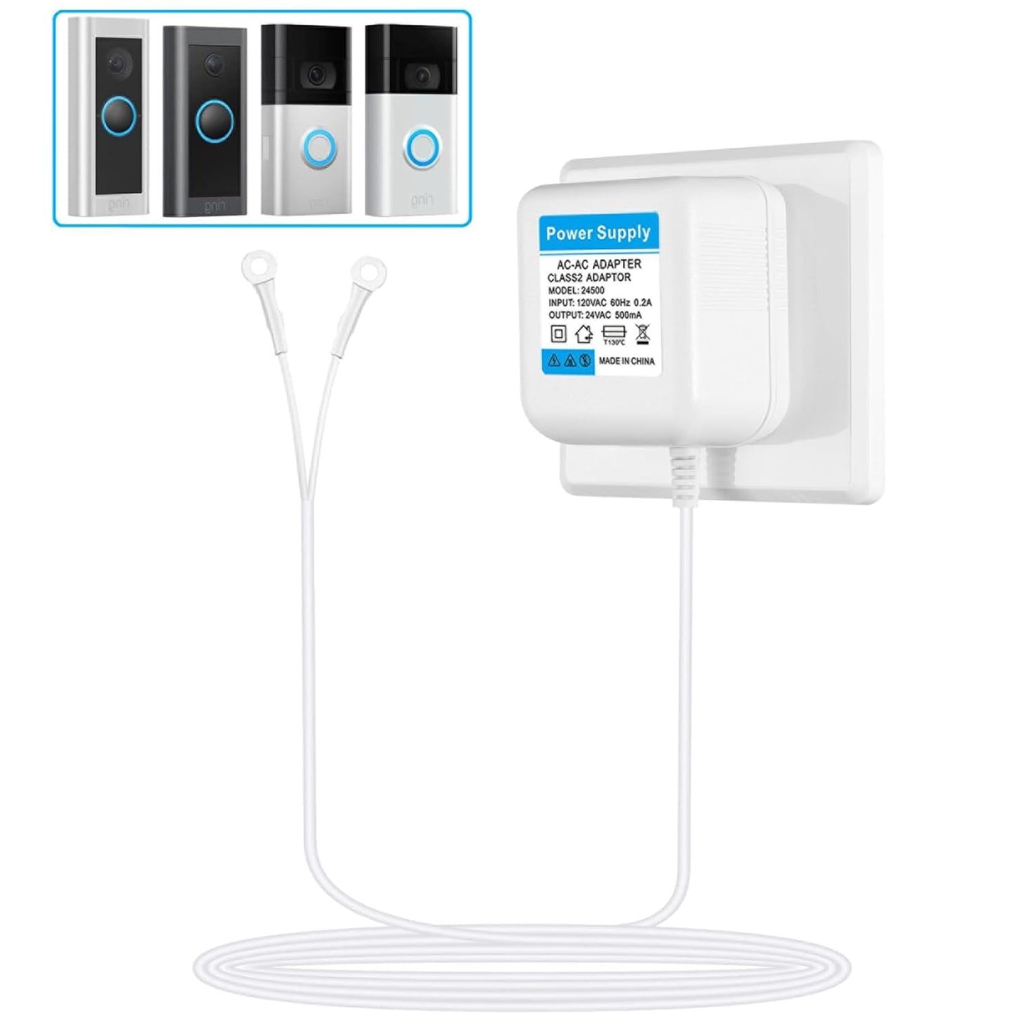 Ring & Nest Doorbell Transformer w/ 16.4FT Cable