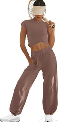 LAMISSCHE Womens Loungewear Set - Cropped Tee and Wide Leg Pants