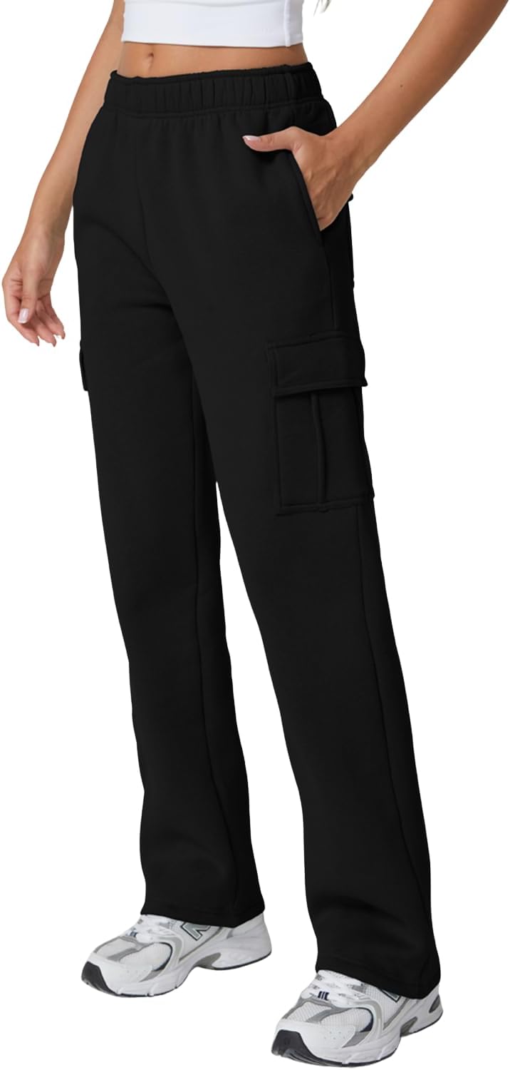 QINSEN Womens Baggy Elastic Waist Sweatpants with Pockets