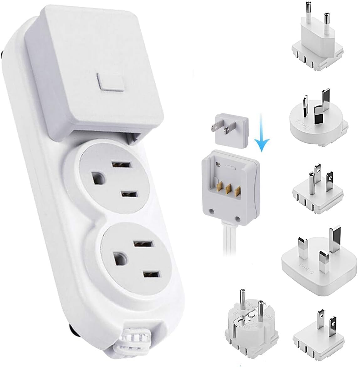 Ceptics Travel Power Strip with USB and Type C for Global Use